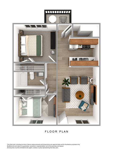 Floor plan for 2 beds, 1 bath, 788 sqft